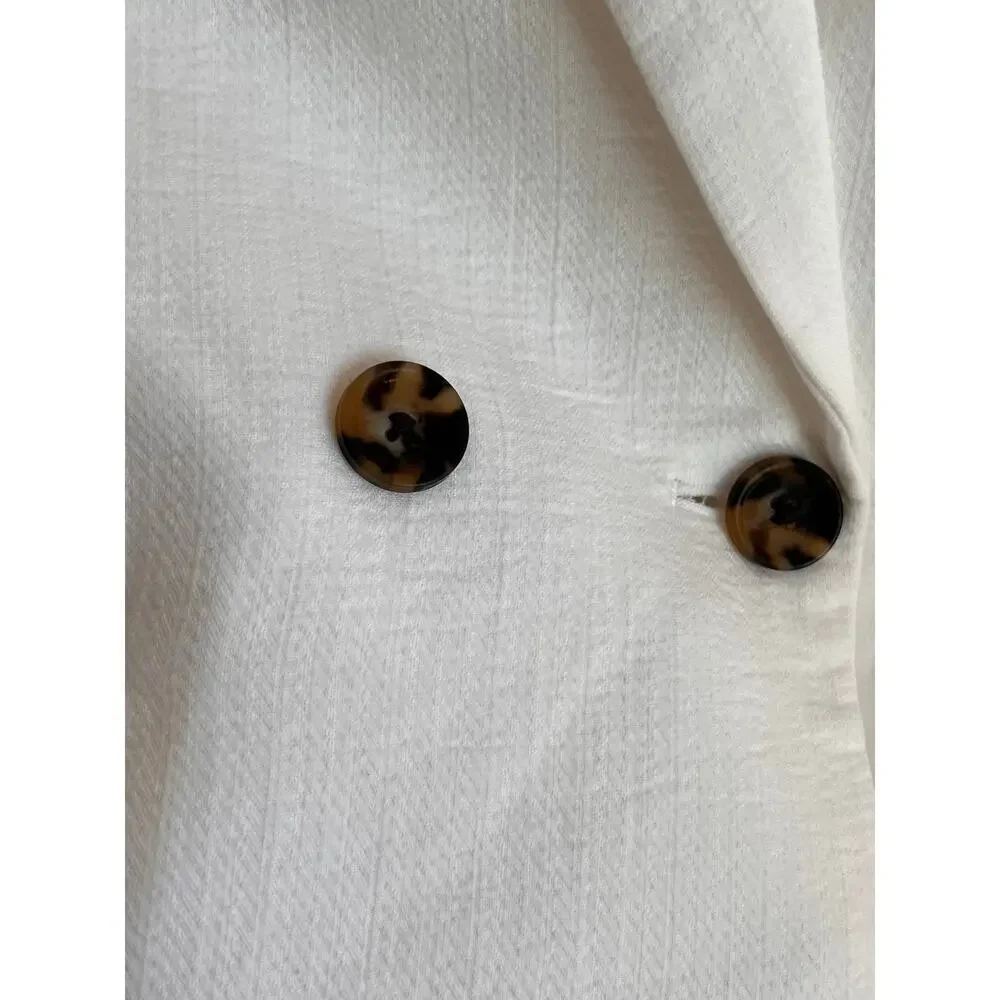 J. Crew Cotton/Linen Blend Double Breasted Textured Blazer White Women's Size 8 - Picture 6 of 10